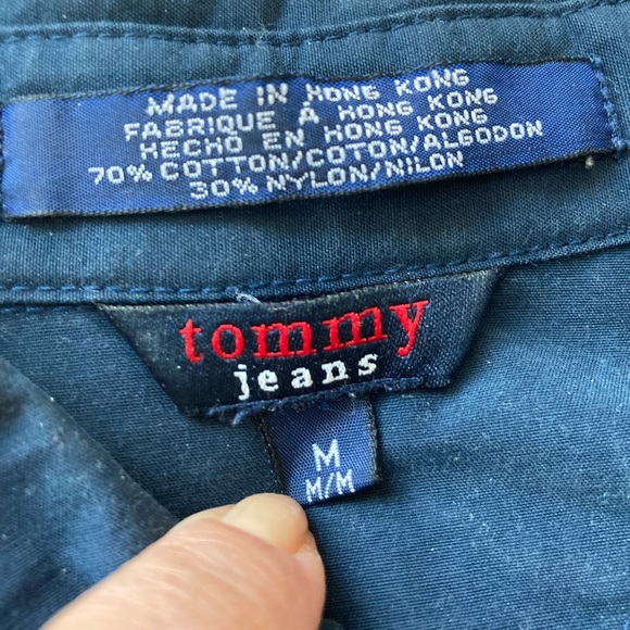 Tommy Hilfiger Shirt Blouse Y2K Cotton Velcro Closure, Dark Blue, M - Picture 2 of 9